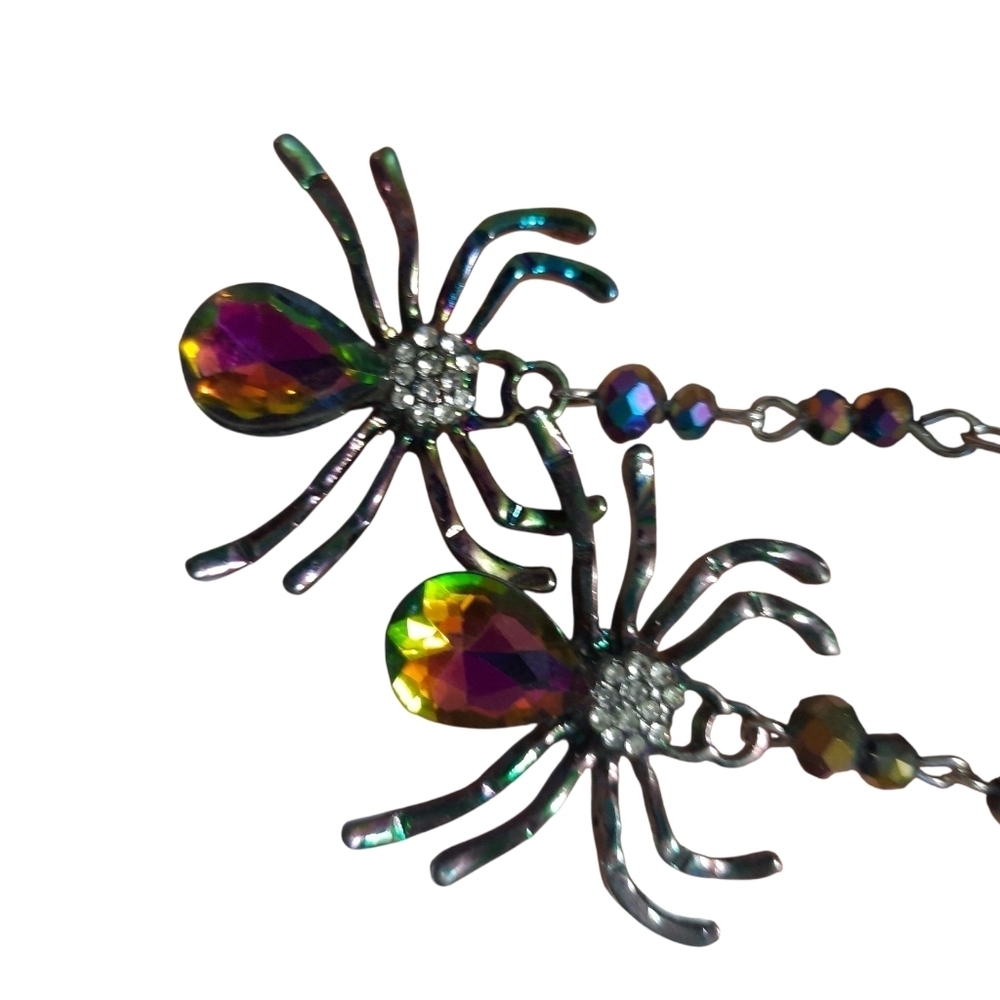New Iridescent Spider Earrings